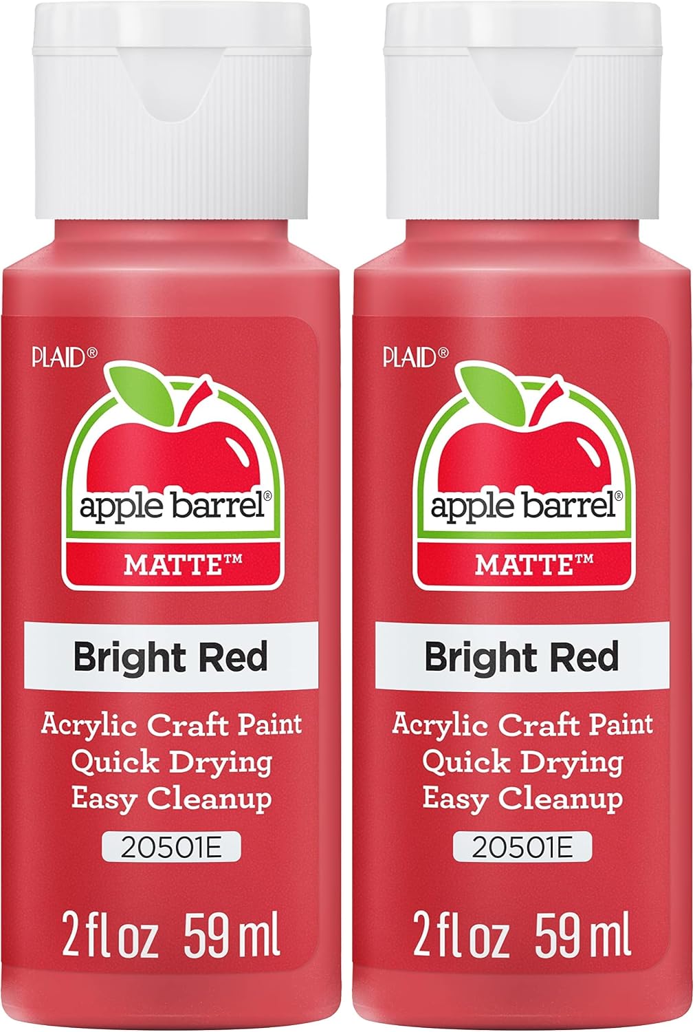 Apple Barrel Acrylic Paint in Assorted Colors (2 oz), 20501, Bright Red (Pack of 2)