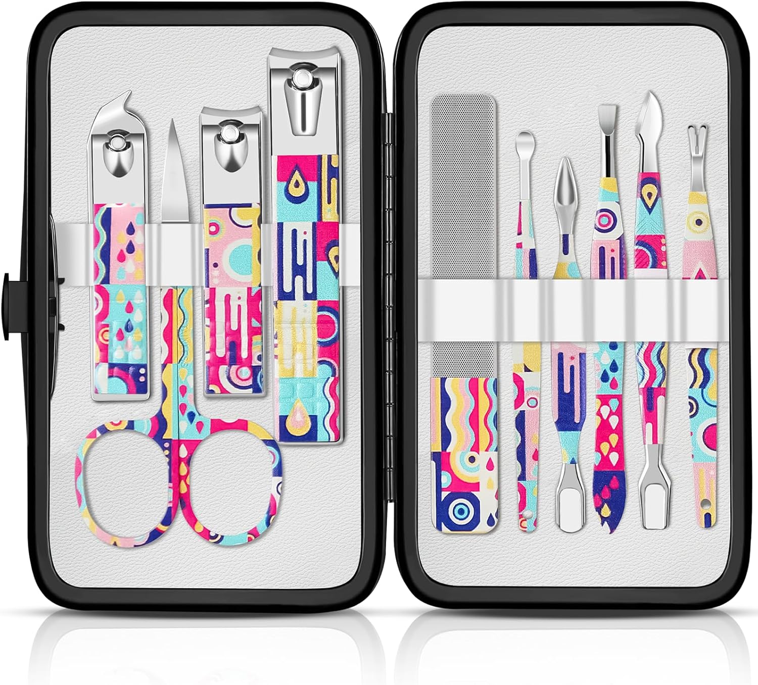 Manicure Set Nail Clippers Kit Professional Manicure Pedicure Care Tools 10pcs Stainless Steel Men Women Personal Care Grooming kit for Home Travel or Gift (Bohemia)
