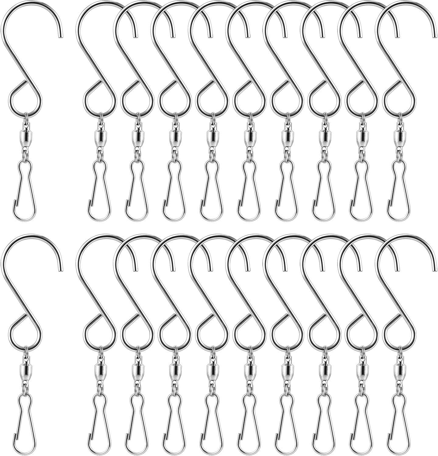TecUnite 20 Pack Wind Spinner Swivel Hooks Clips for Hanging Wind Spinners Chimes Crystal Twisters Garden Bells Party Supply