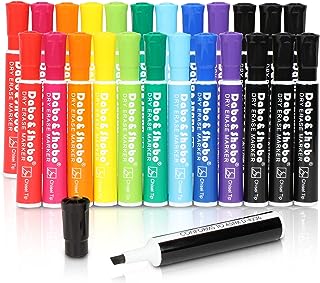 Dabo&Shobo Dry Erase Markers 24 Pack, 10 Assorted Colors With Low Odor Ink, Chisel Tip, Whiteboard Markers For Back To School, Office, Home