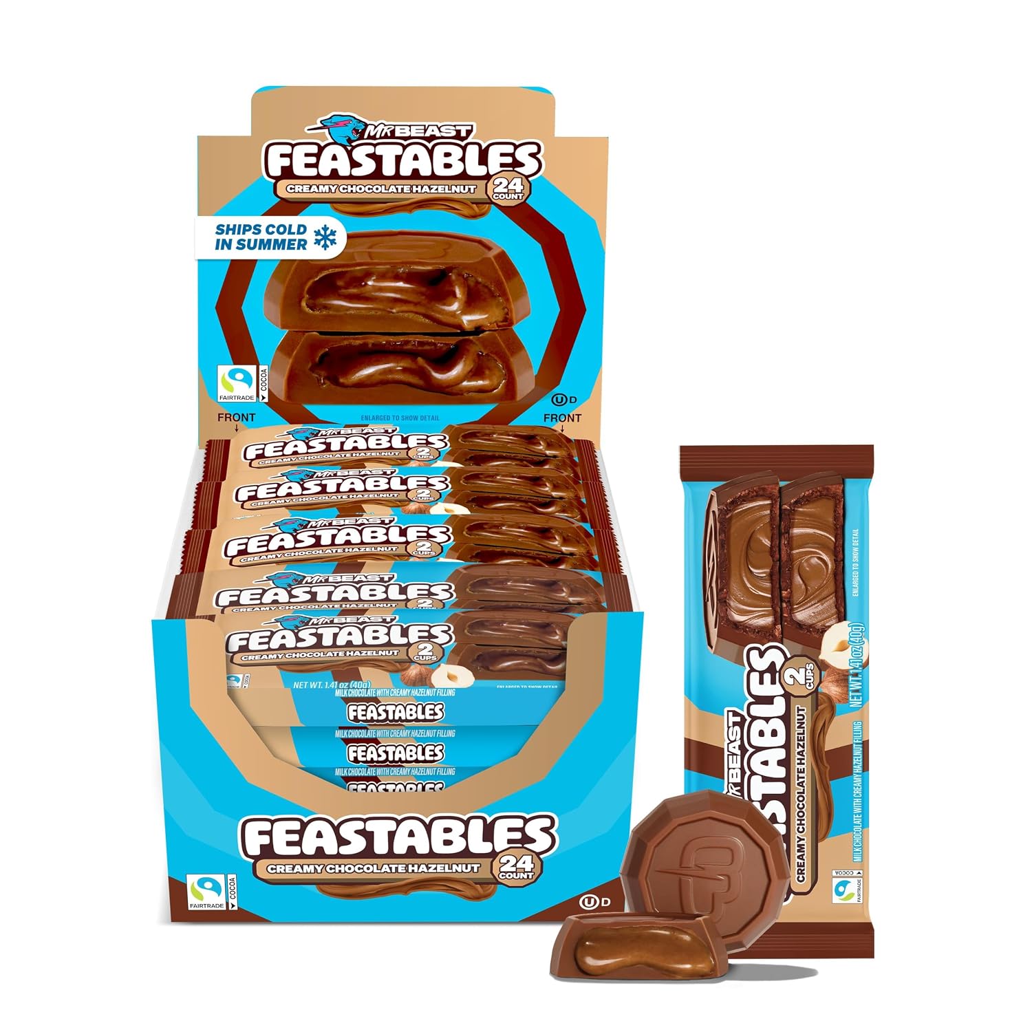 MrBeast Feastables Hazelnut Cups Milk Chocolate, 24 Count, 2-Cup Packs