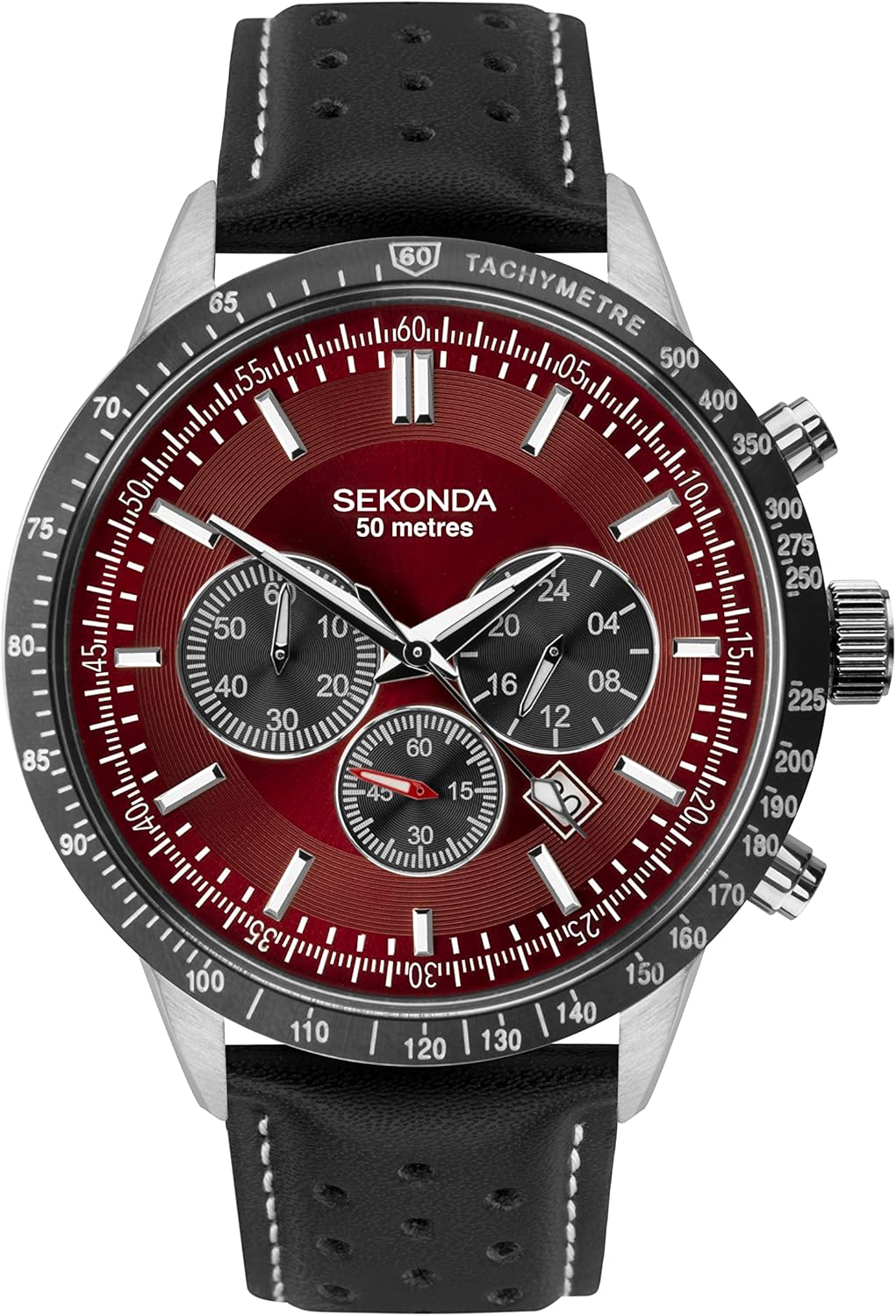 Sekonda Mens 45mm Velocity Chronograph Sports Watch Round Stainless Steel Case Water Resistant 50 metres