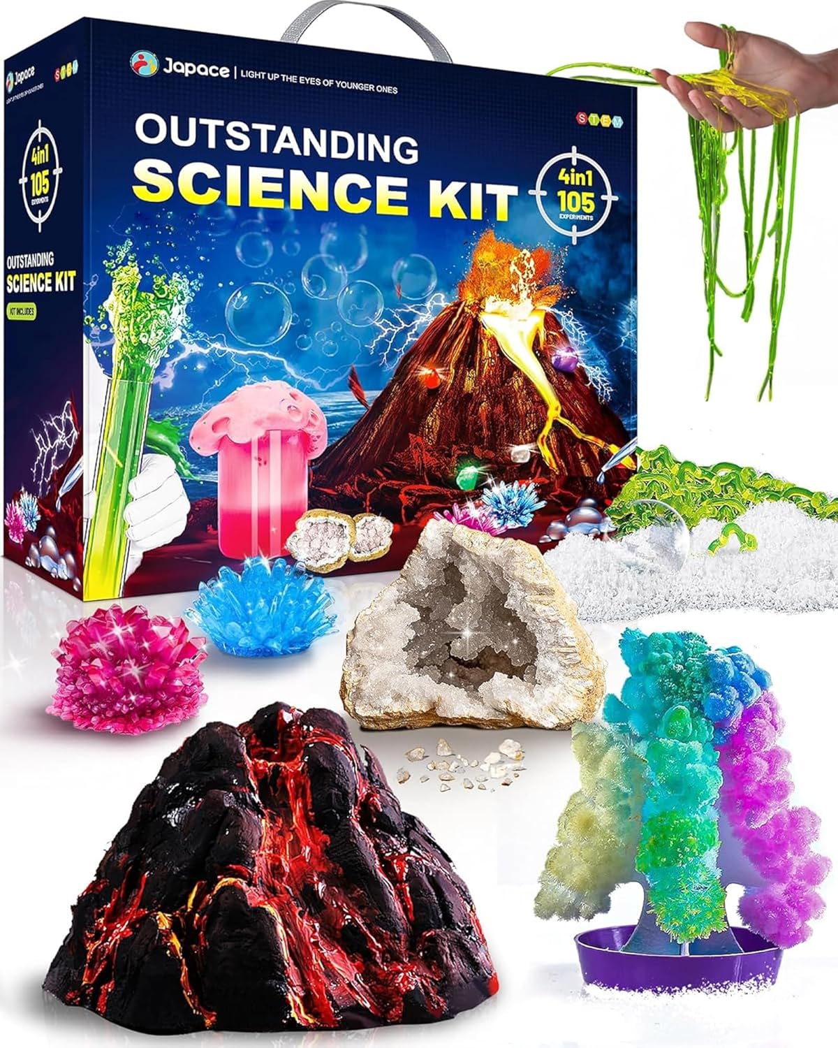 Japace 4-in-1 Science Kits for Kids | 105 Experiments | STEM Projects Educational Toys for Boys & Girls | Cool Christmas & Birthday Gift