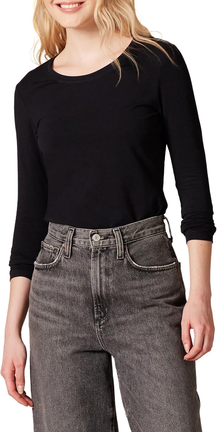 Amazon Essentials Women's Regular-Fit Long-Sleeve Crewneck T-Shirt (Available in Plus Size)
