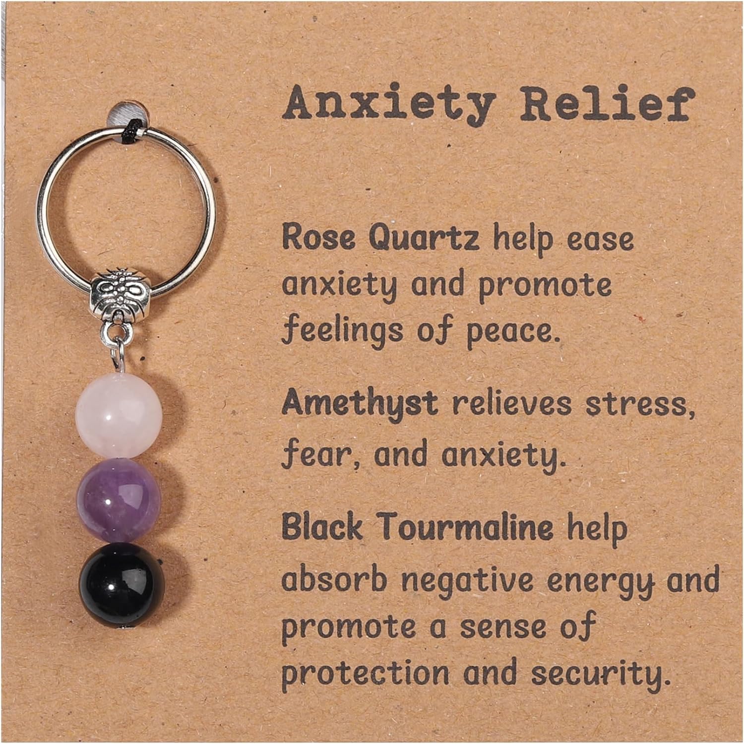 Natural Crystals Keychain Gift for New Beginnings, Small Healing Stones Keychain for Anxiety Relief. Healing Crystals