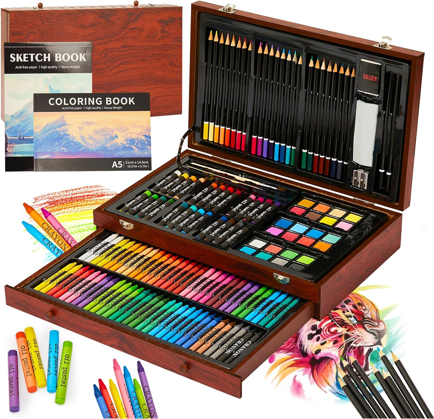 KINSPORY 146 PCS Art Set for Kids, Deluxe Painting Art Set, Coloring Drawing Case Gift for Artists Teens Boys Girls 4 5 6 7 8 9 10 11 12