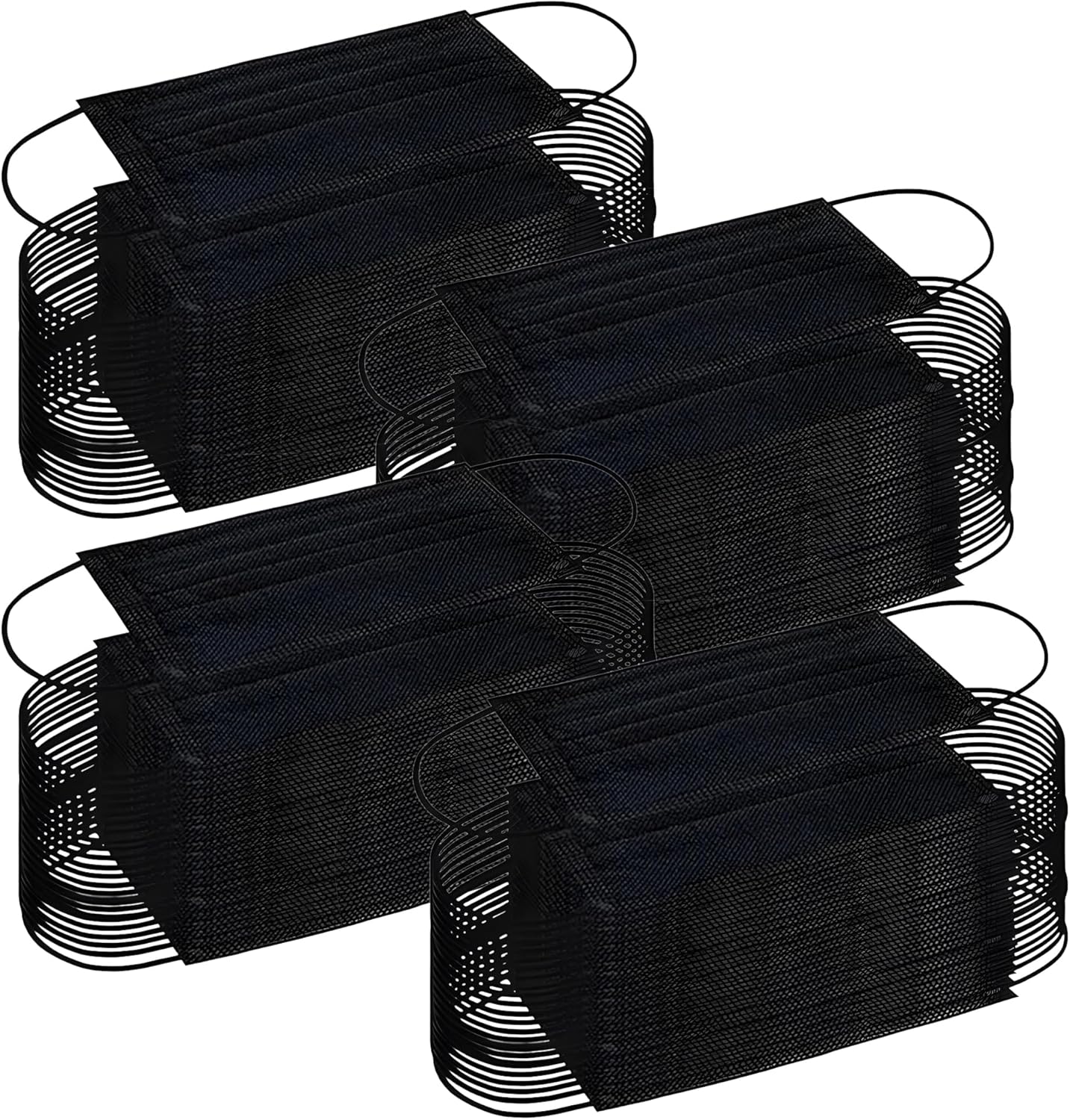 50 PCS Black Disposable Face Masks by Trimming Shop - With 3 Ply Non-Woven Material - Breathable Face Masks Elastic Ear Loops & Comfortable Nose Mouth Cover Masks