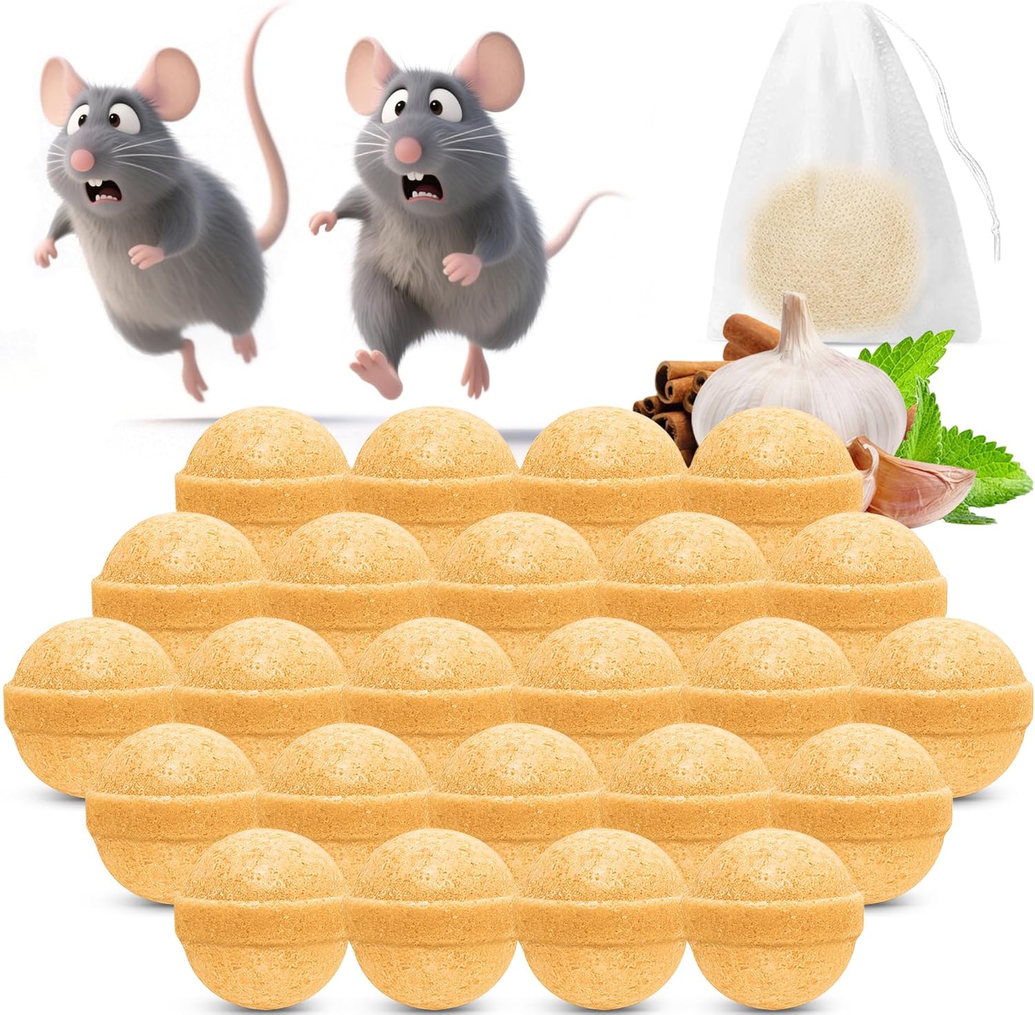 24 Pack Natural Mouse Repellent Peppermint Oil for Repels Mice & Rats, Repellent for Mice Repellent Outdoor & Indoor, Used for Car Engine, RV, Home & Kitchen, Lawn and Garden, Safe for Humans & Pets