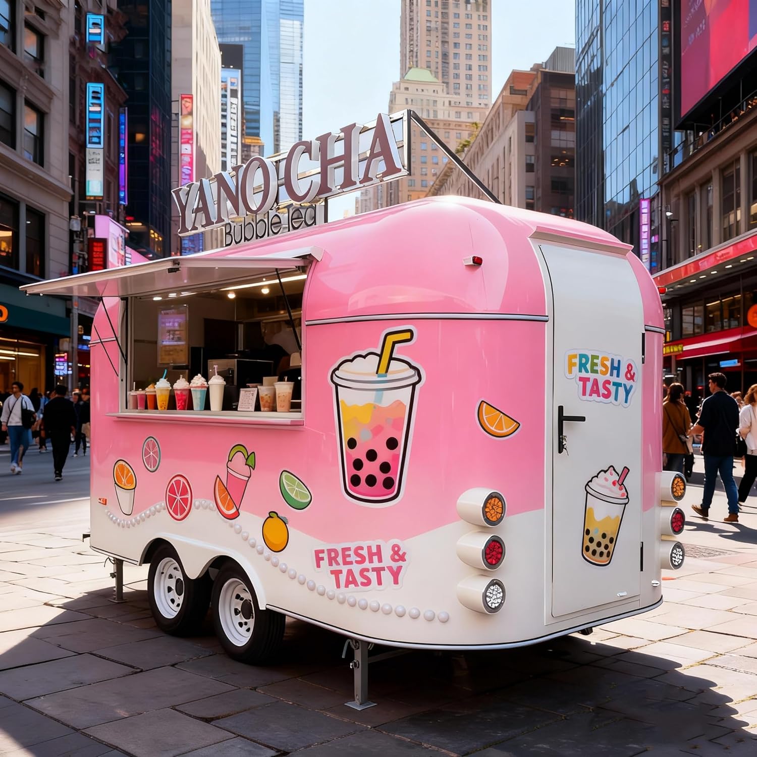 BELYOO Hot Dog Food Truck Ice Cream Cart for Sale Concession Food Truck Trailer Mobile Food Trucks for Sale Hot Dog Cart with Wheels Commercial Catering Vendor