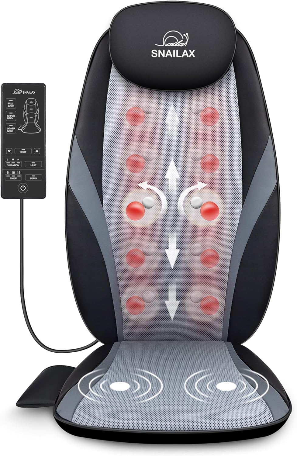 Snailax Back Massager with Heat - Massage Chair Pad Deep Kneading Full Back Massager Massage seat Cushion for Home Office use