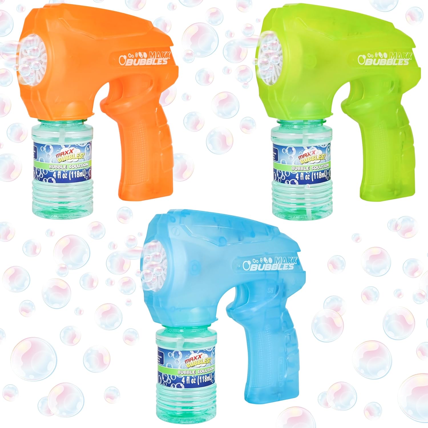 Light Up Bubble Blaster – Auto Bubble Blower for Kids, Outdoor Summer & Pool Party Toy (Includes 4oz Solution, Receive One Color at Random)