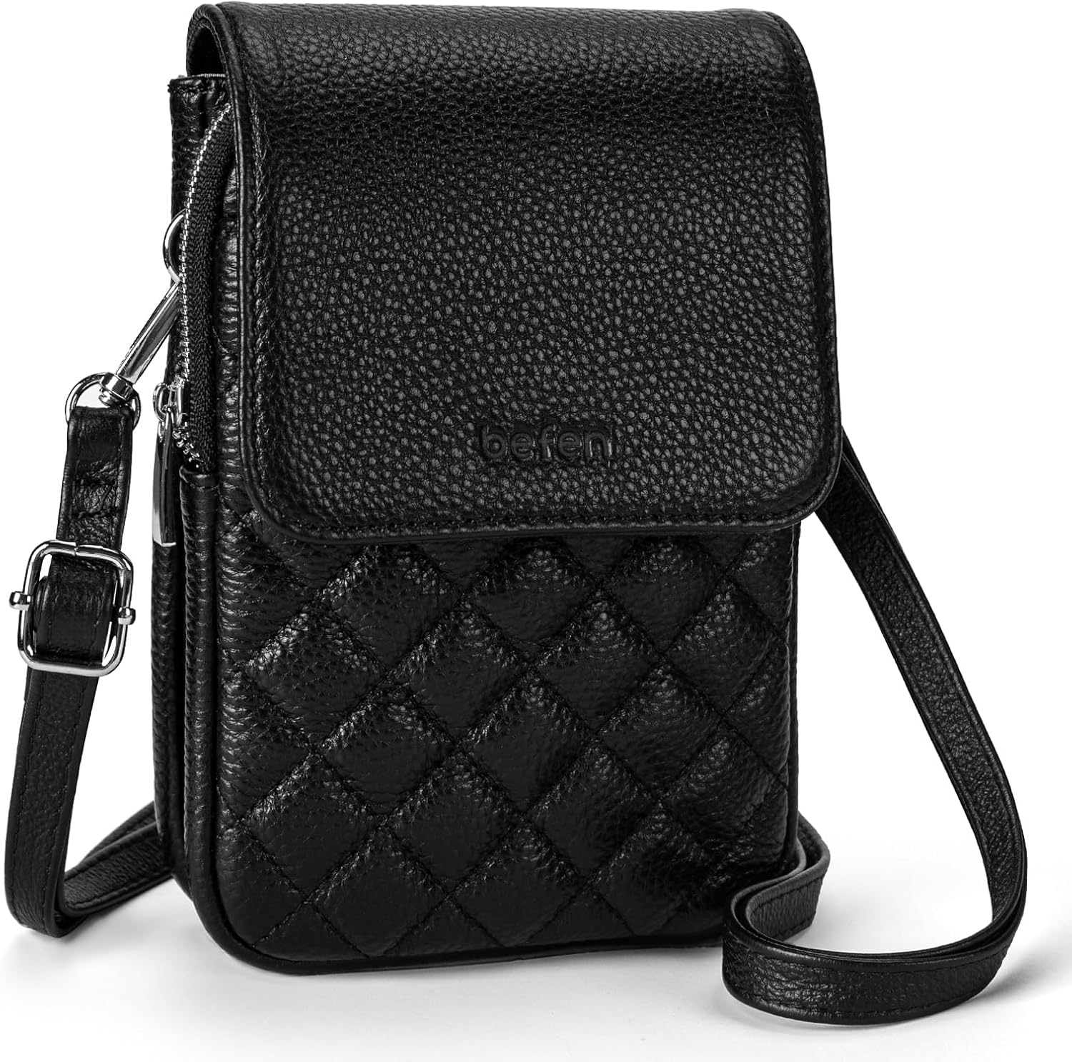 befen Genuine Leather Small Crossbody Bags for Women, Cell Phone Cross body Purse Bag with RFID Blocking Card Slots