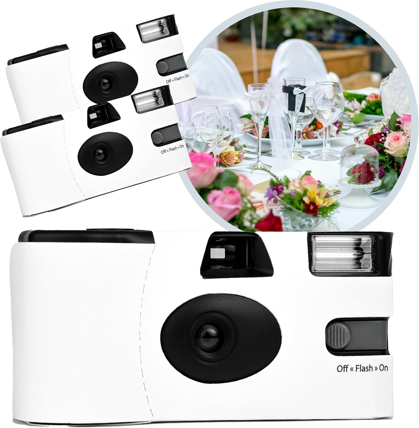 H&H Photo Supply White Disposable Camera Bulk Set (3 Pack) – Single Use Bulk Disposable Cameras Pack: Best for Wedding, Cute Baby Showers, Parties & Events – Easy-to-Use, Bright Flash, 27 Photos