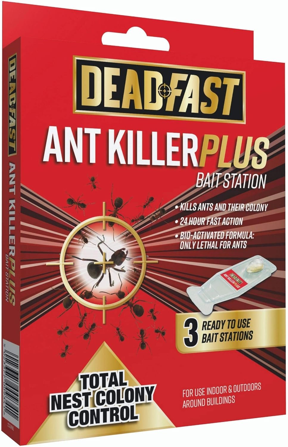 Deadfast 20300502 Ant Killer Plus Bait Station 3 x 4g, Natural