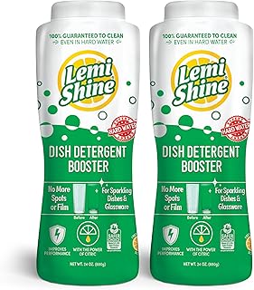 Lemi Shine Dish Detergent Booster, Hard Water Stain Remover, Multi-Use Citric Acid Cleaner 24 oz, Pack of 2