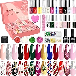 Beauty Advent Calendar 2024 for Women Teen Girls Gel Nail Polish Set, Christmas Countdown Calendar Makeup, Xmas Gift Box