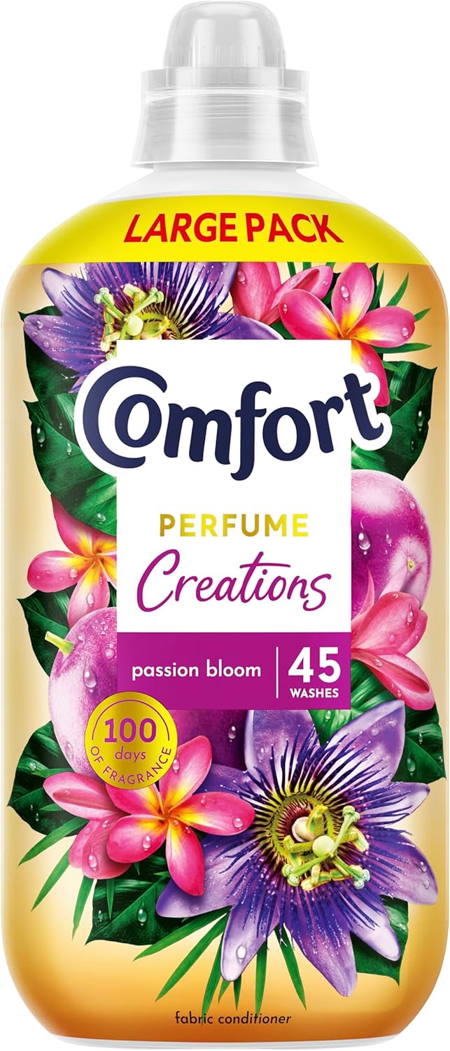 Comfort Perfume Creations Passion Bloom Fabric Conditioner with Motion-Activated Fragrance Technology 100 Days of Freshness 45 washes (1.35 L)