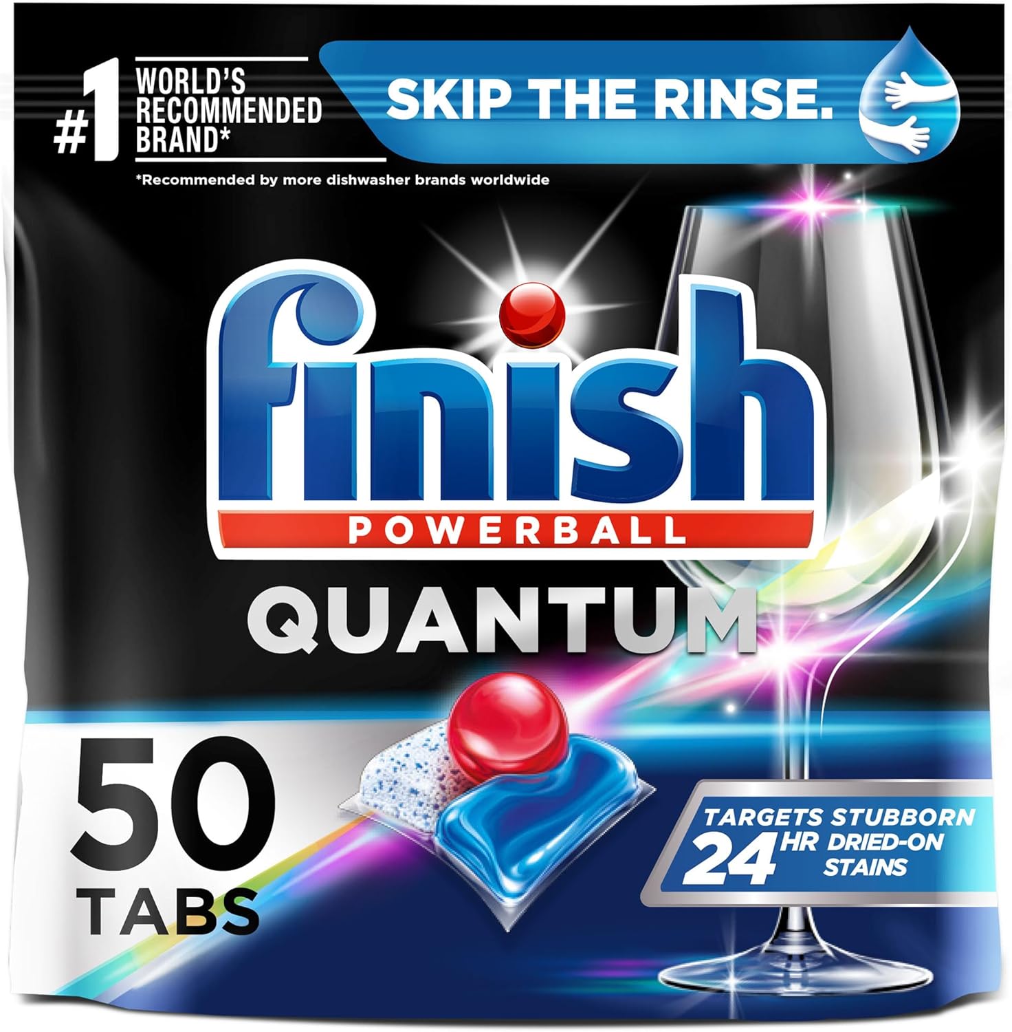 Finish - Quantum with Activblu Technology - 50ct - Dishwasher Detergent - Powerball - Ultimate Clean and Shine - Dishwashing Tablets - Dish Tabs-(Packaging May Vary)