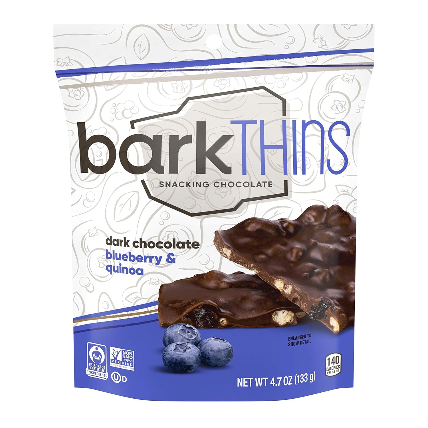 barkTHINS Snacking Dark Chocolate, Blueberry with Quinoa Crunch, 4.7 Ounce (Pack of 12)