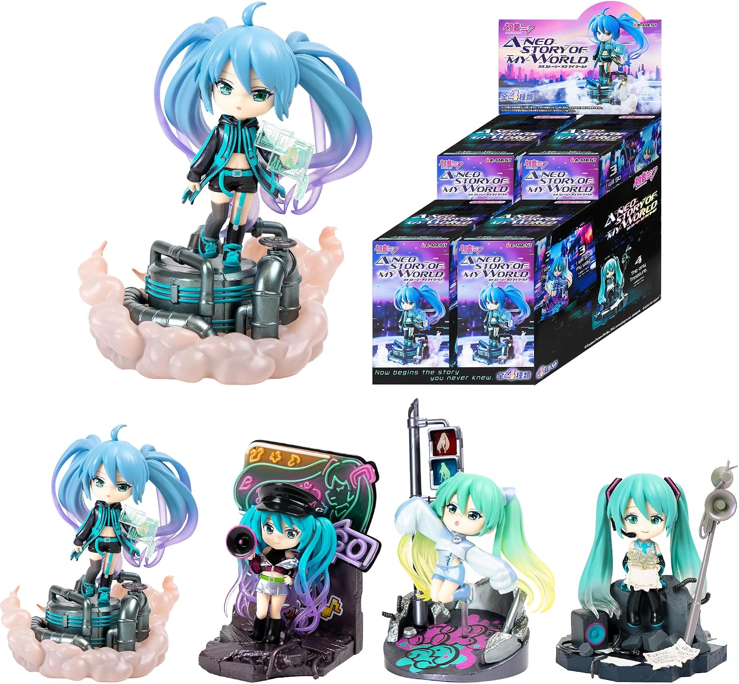 Hamee RE-Ment Blind Box - Hatsune Miku - A Neo Story of My World - 4 Pc.