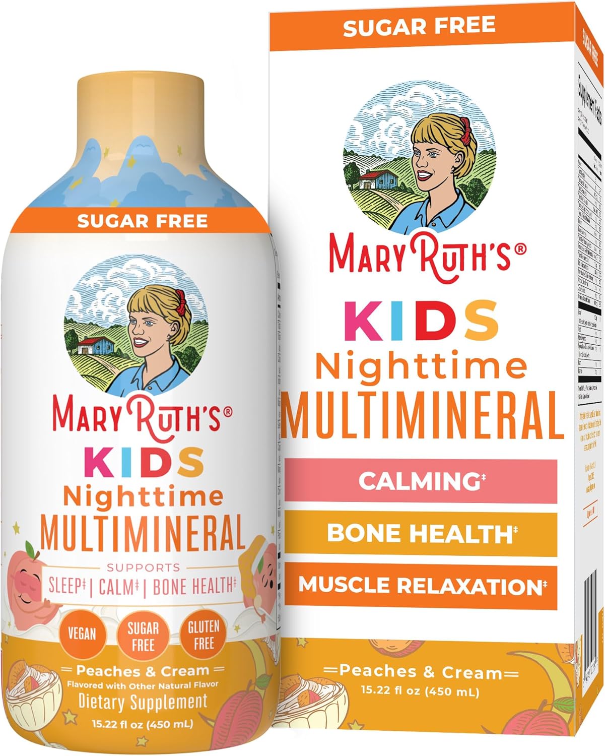 MaryRuth Organics Kids Liquid Nighttime Multimineral | Vitamins | Bone Health | Calm Calcium Magnesium Supplement | Muscle Relaxation | Vegan | Sugar Free | 30-180 Servings | 15.22 fl oz