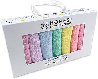 HonestBaby 10-Pack Organic Cotton Baby-Terry Wash Cloths, Rainbow Pinks, One Size