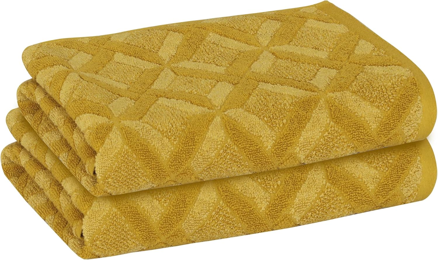 2 Pack Geo Hand Towel, Bath Towel, and Bath Sheet, 100% Cotton Yarn Dyed, Lux Drying Experience, Great for Hands and Body, Perfect for Spa & Home Use (Gold, Hand Towel)