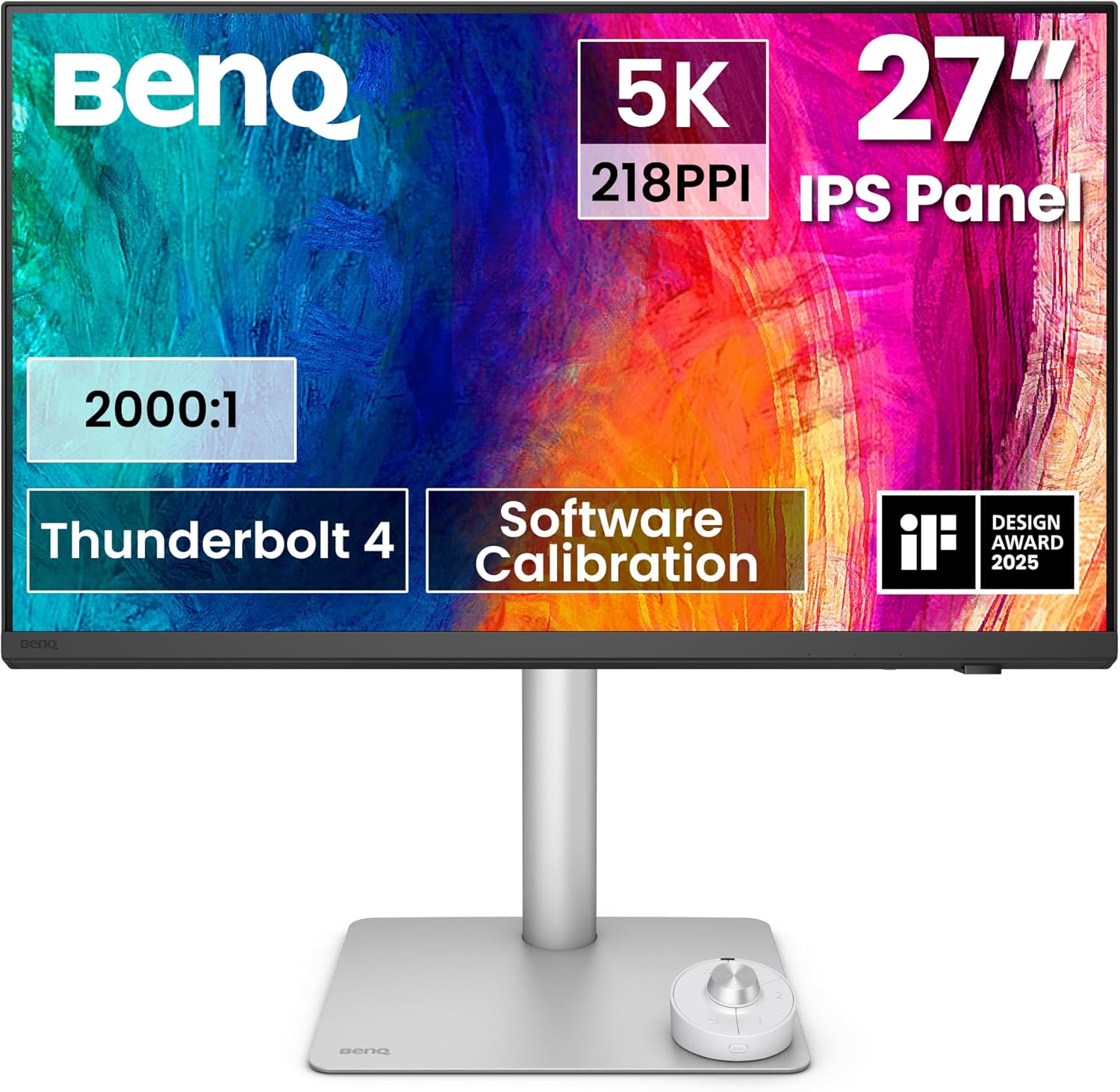 BenQ PD2730S 27" 5K 218 PPI Mac Monitor, 90W Thunderbolt 4, 98% P3, Uniformity, 2000:1 Contrast, Nano Matte Panel, Daisy Chain, KVM, Height Adjustable, for 3D Artists, VFX Animators, Game Designers