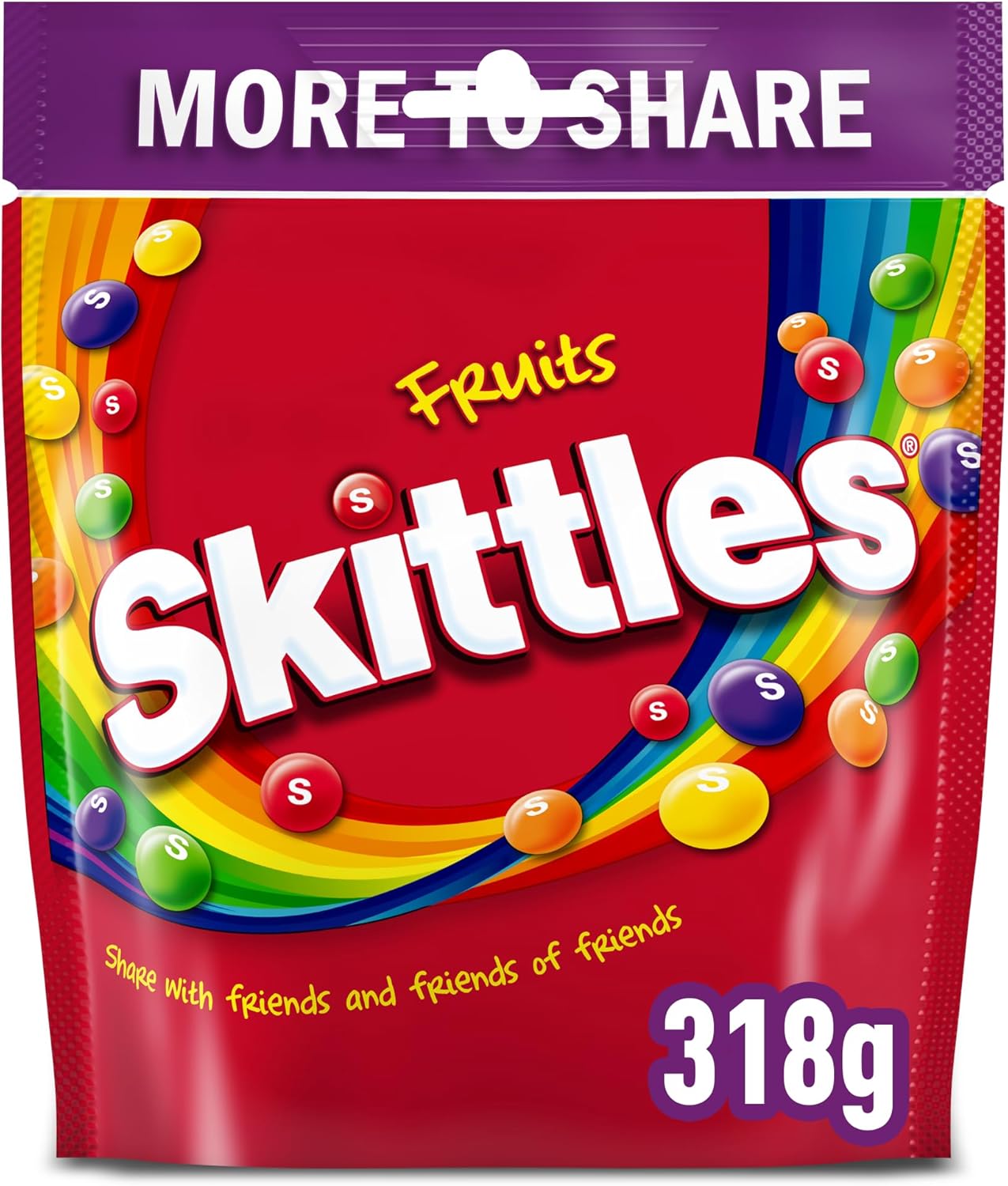 Skittles Vegan Chewy Sweets Fruit Flavoured Sharing Pouch Bag 318g