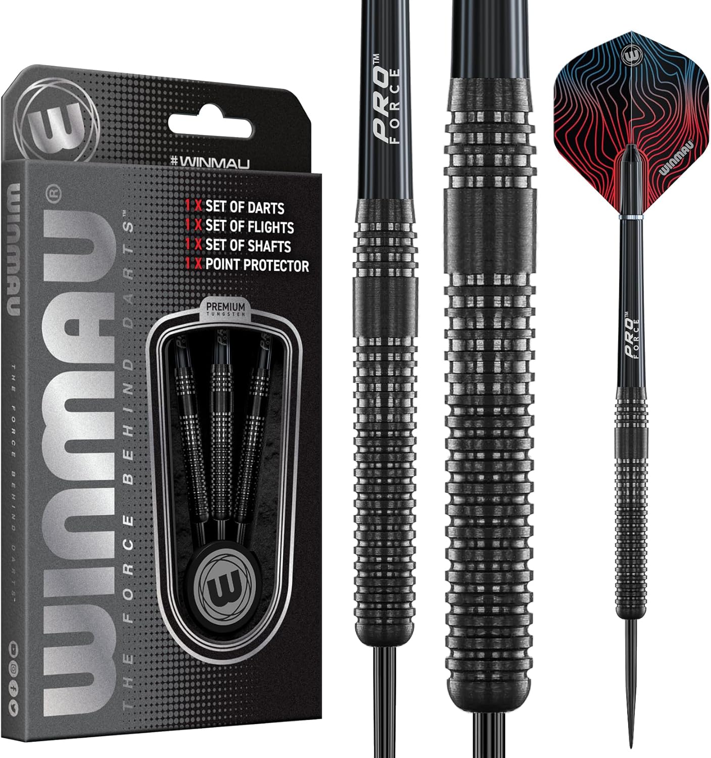 WINMAU Solaris Pro Specialist Tungsten Steeltip Darts Set with Flights and Shafts (Stems)