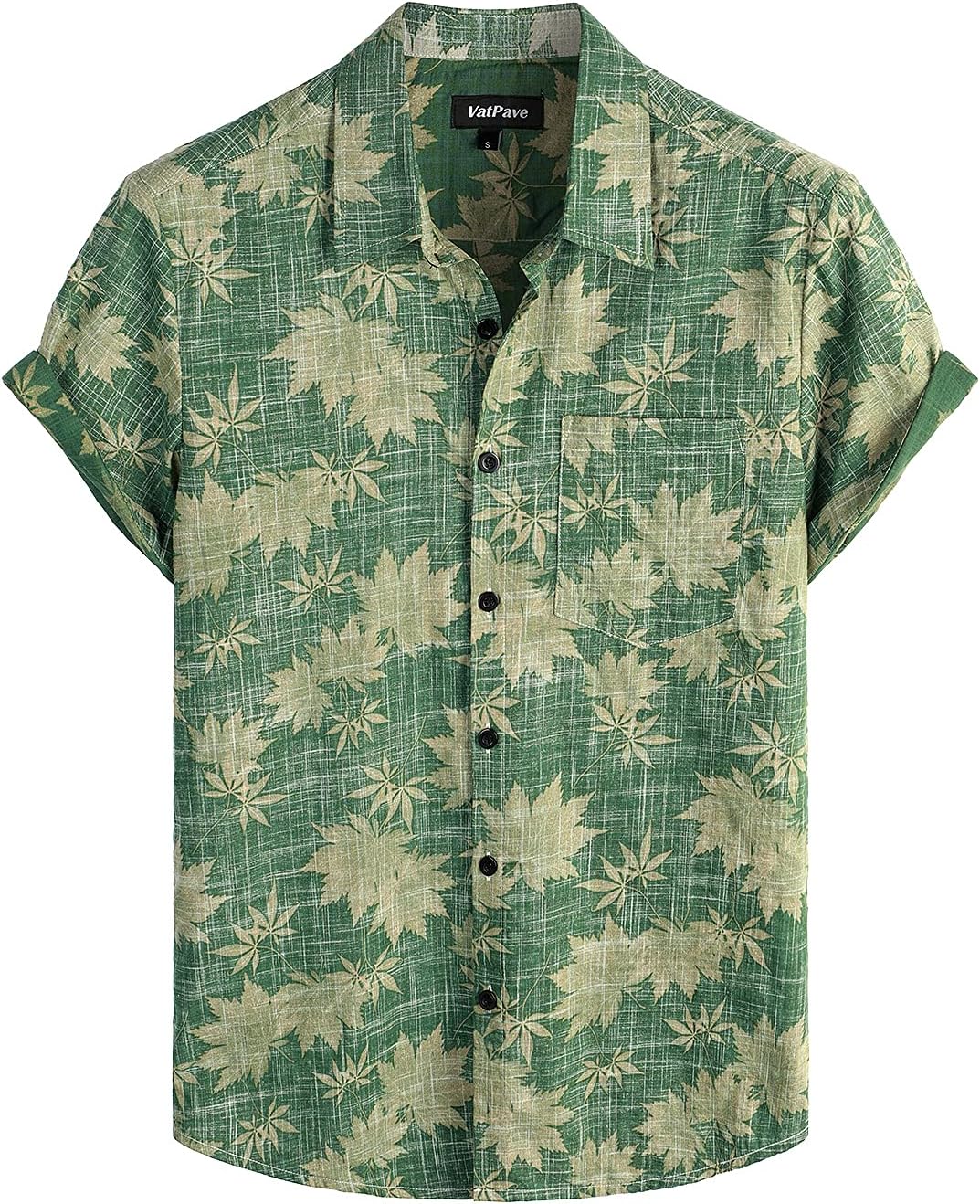VATPAVE Mens Front Pocket Hawaiian Flower Shirts Casual Short Sleeve Button Down Beach Shirts