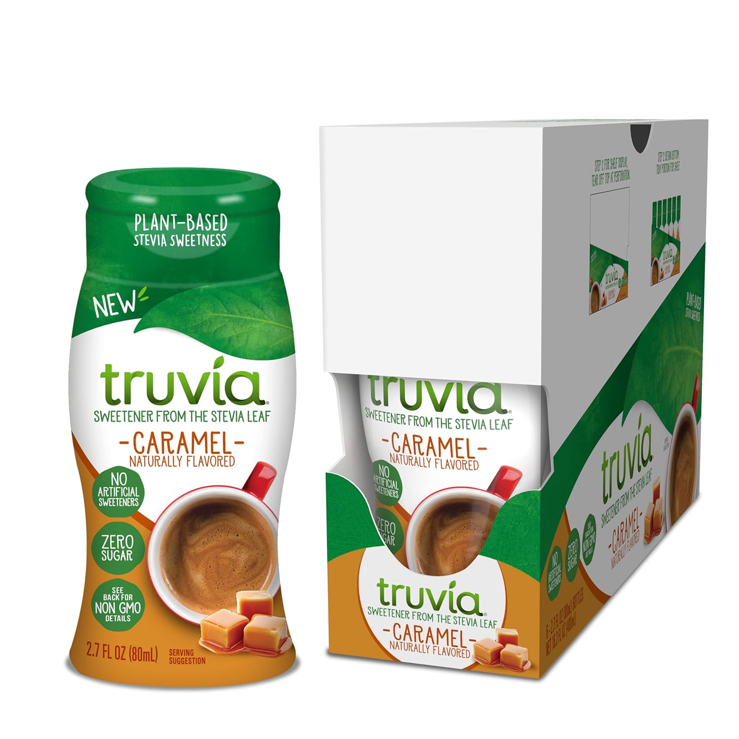 Truvia Zero-Calorie Liquid Sweetener from the Stevia Leaf, 2.7 Fl Oz bottle, Caramel flavor (Pack of 6)