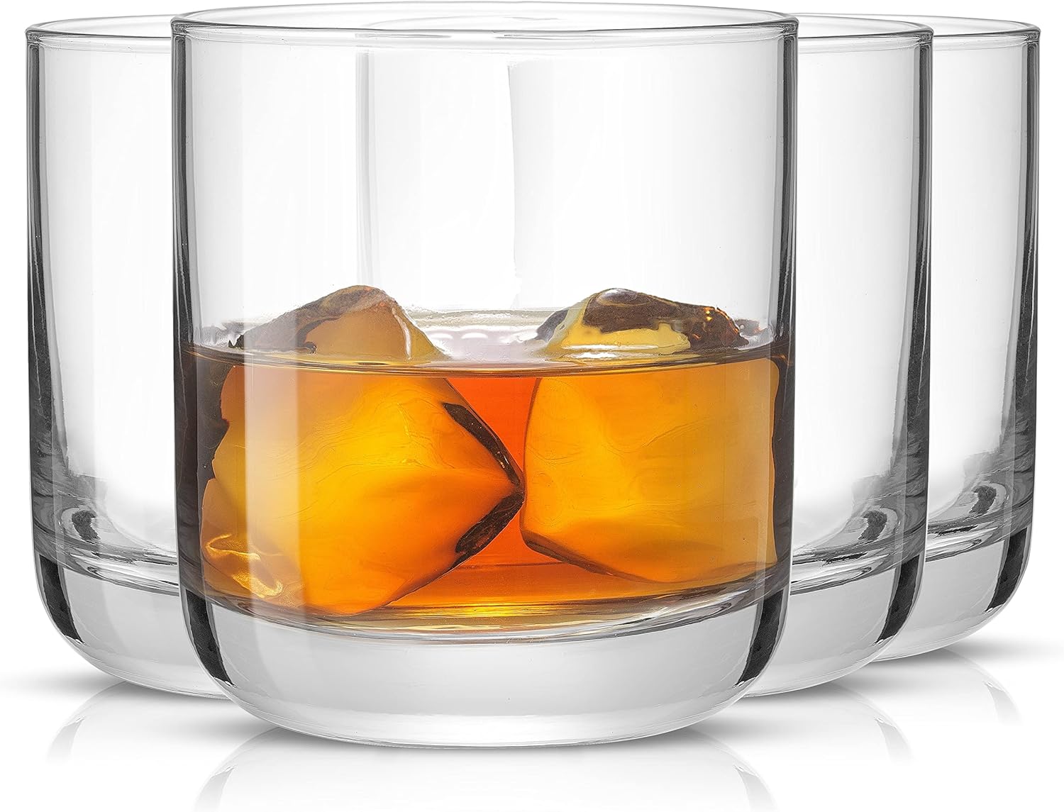 JoyJolt Nova Crystal Whiskey Glasses. Lowball Glasses Set of 4, 10oz Hand Made Short Glass Tumbler with Heavy Base. Double Old Fashioned Rocks Glass for Scotch or Bourbon Dishwasher Safe Glassware.