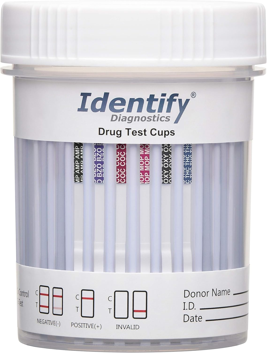 5 Pack Identify Diagnostics 6 Panel Drug Test Cup - Testing Instantly for 6 Different Drugs THC, OXY, MOP, COC, BZO, AMP ID-CP6 (5)