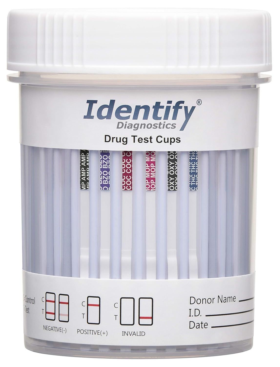 Identify Diagnostics Drug Test Cups | 5 Pack | 6 Panel CLIA Waived Instant Urine Marijuana Drug Test Kit for AMP,BZO,COC,MOP|OPI,OXY,THC