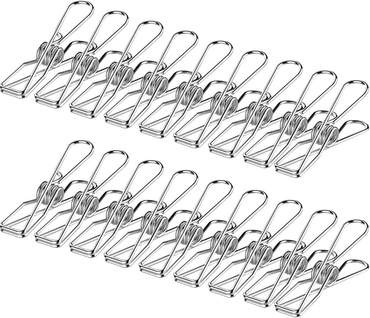 Skroad 100 Pack Clothes Pegs, Stainless Steel Laundry Hanging Clothesline Clips for Clothes, Paper Files, Snacks Seal
