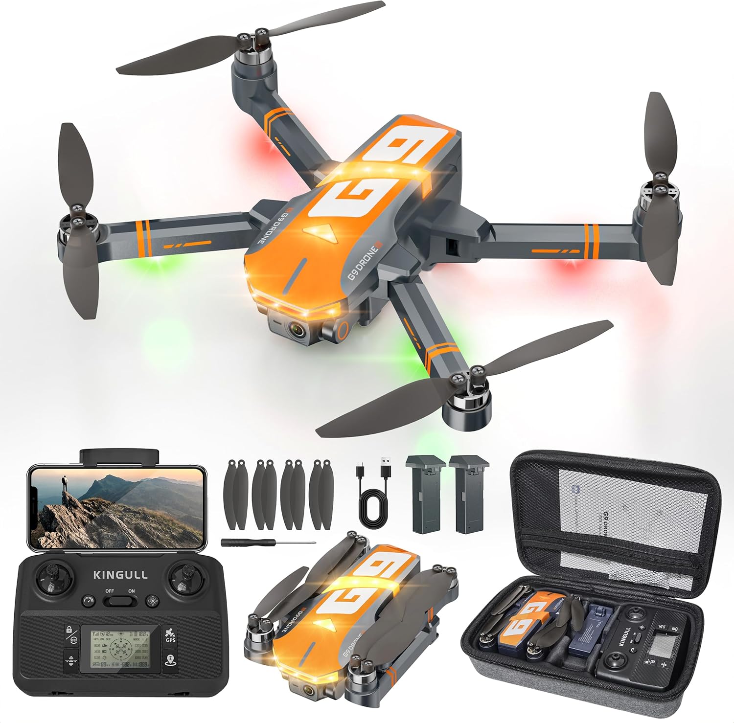 G9 GPS Drones with Camera 4k Professional for Kid & Adults, Under 249g, RC Quadcopter, Brushless Motor and Follow Me, 45-Min Flight Time, 5G FPV Transmission and Auto Return (Dark Gray)