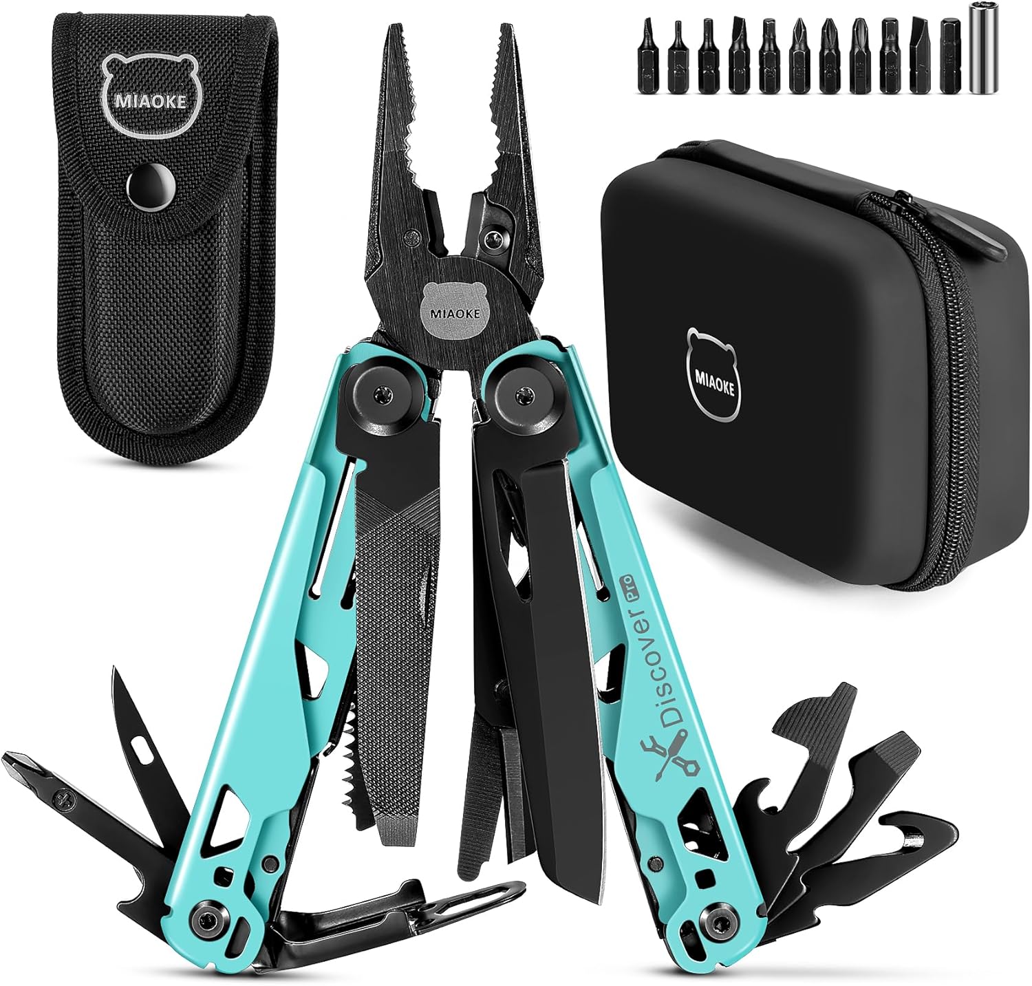 MIAOKE Multitool 23 in 1 with Premium Gift Box, Screwdrivers Saw Screwdrivers Bottle Opener Pliers Camping Knife Cool Gadgets for Men, Best Gift for Boyfriend Son Dad Him Husband, (Gulf Blue)