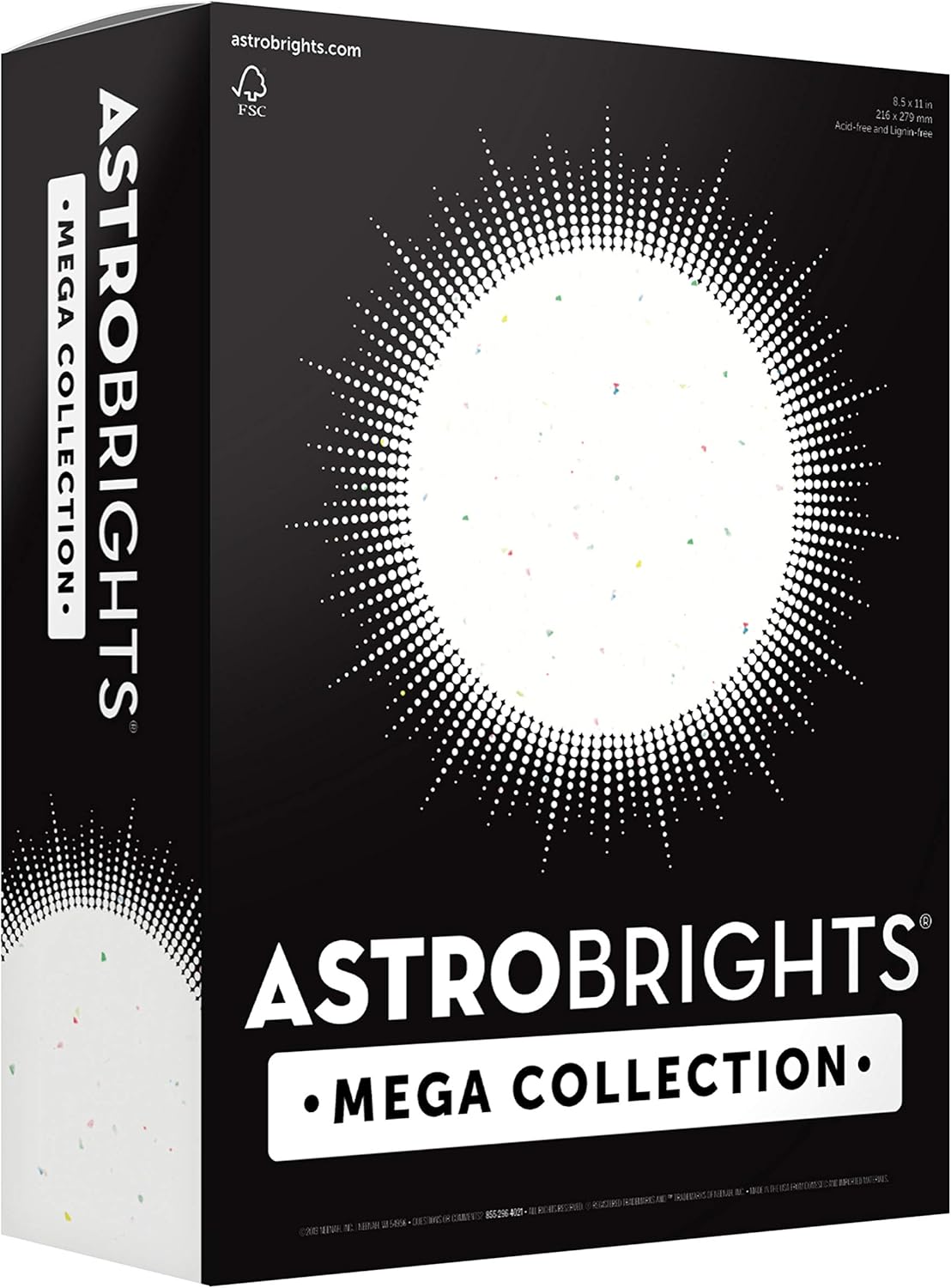 Astrobrights Mega Collection, Colored Cardstock, Bright Confetti White, 320 Sheets, 65 lb/176 gsm, 8.5" x 11" - MORE SHEETS! (91683)