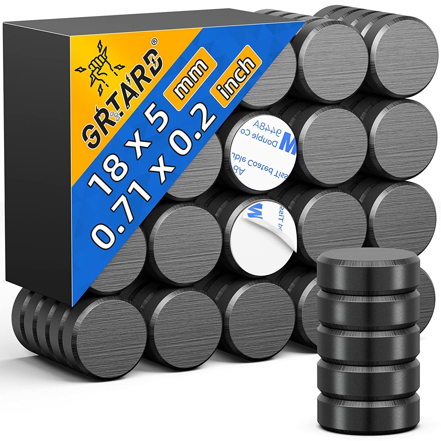 50 Pack Magnet Strong, Fridge Magnets for Crafts, Ceramic Magnet with Adhesive Backing, Disc Magnets for Whiteboard Fridge Whiteboard Tools Button Postcard DIY - 0.7'' D x 0.19'' H