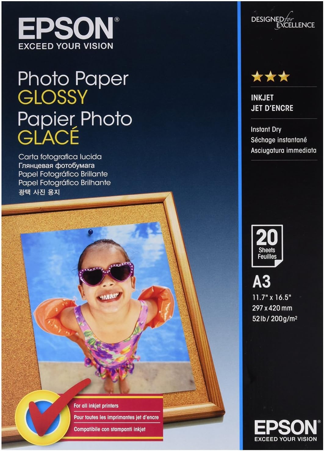 Epson A3 Glossy Photo Paper,White