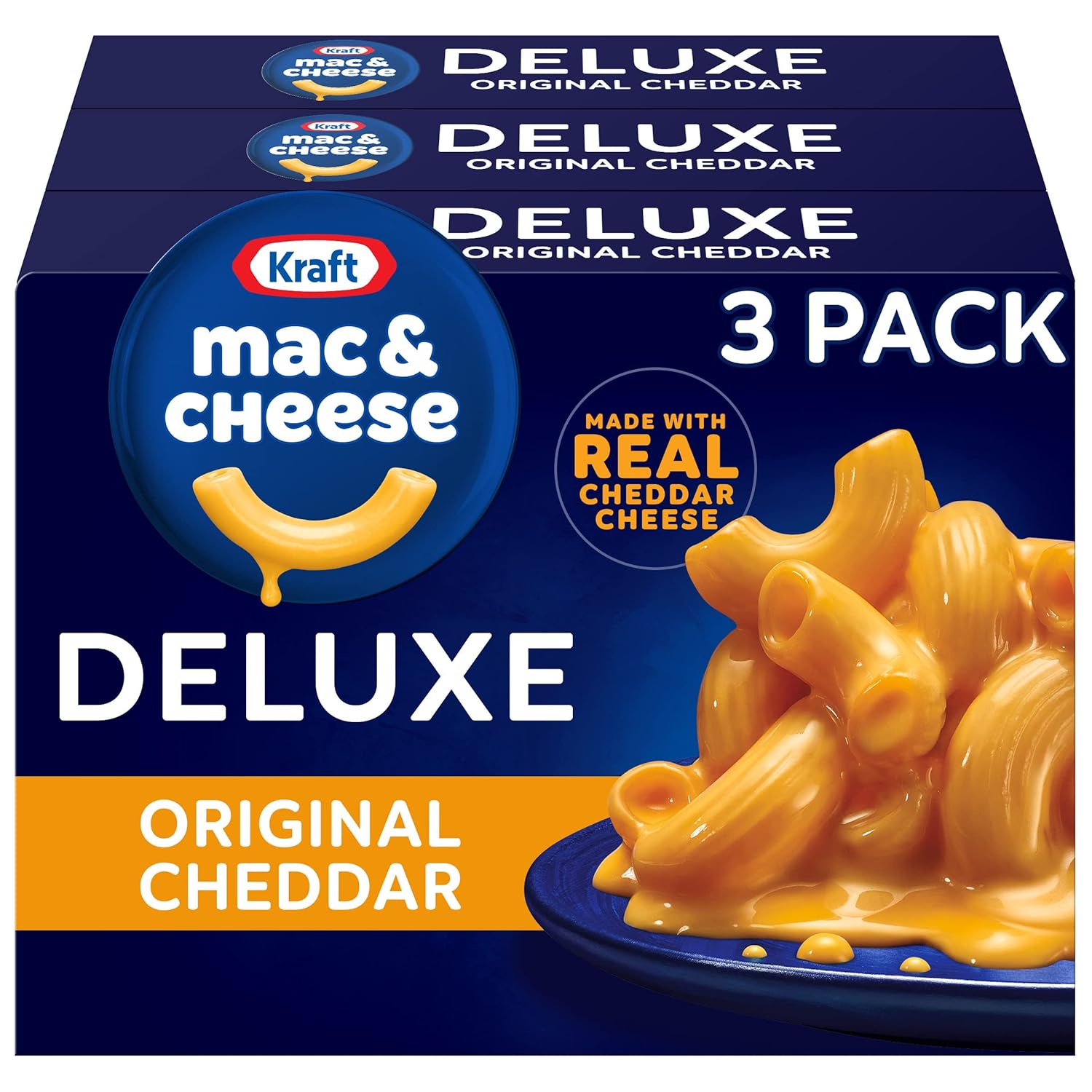 Kraft Deluxe Original Mac & Cheese Macaroni and Cheese Dinner, 3 ct Pack, 14 oz Boxes
