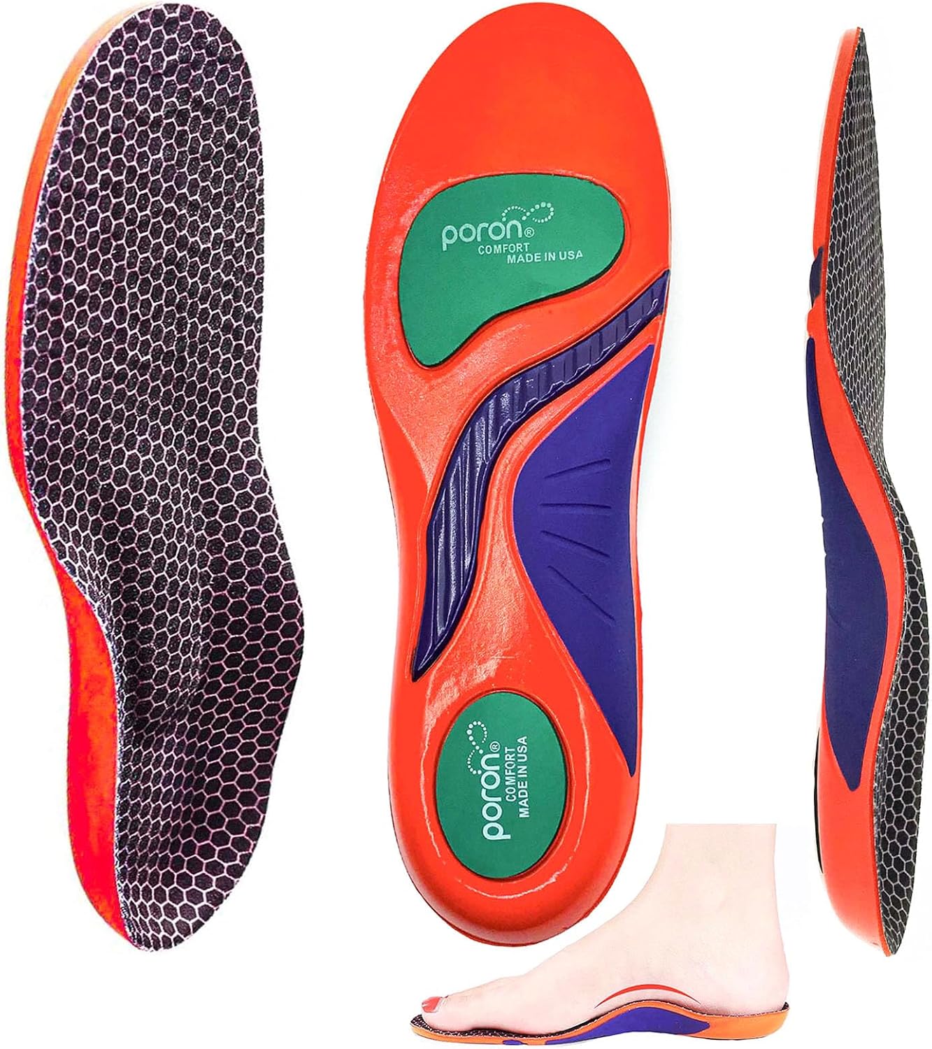 Goofort Plantar Fasciitis Gel Insoles Arch Support Orthotic Insole 7-Times-Shock-Protection 3D-Xpain™-Poron for Heel Pain Metatarsal Orthopedic Flat feet Sports Work Comfort Women Men Shoe Inserts