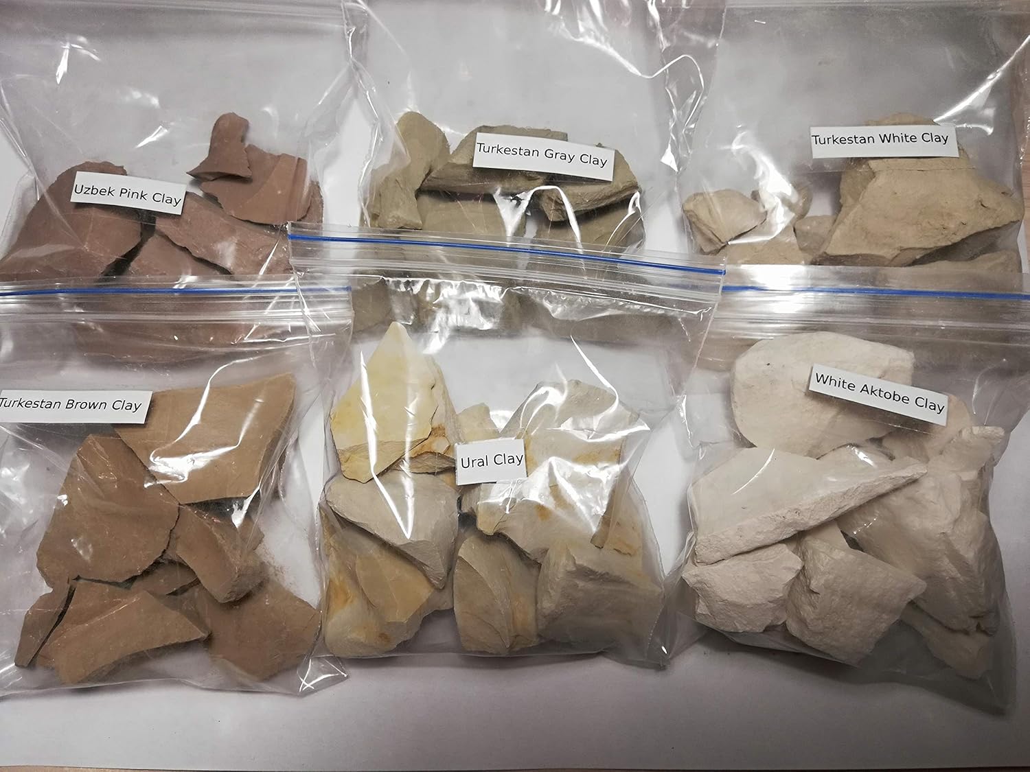 Edible Clay, Turkestan White, Gray, Brown, White Aktobe, Ural Yellow, Uzbek Pink