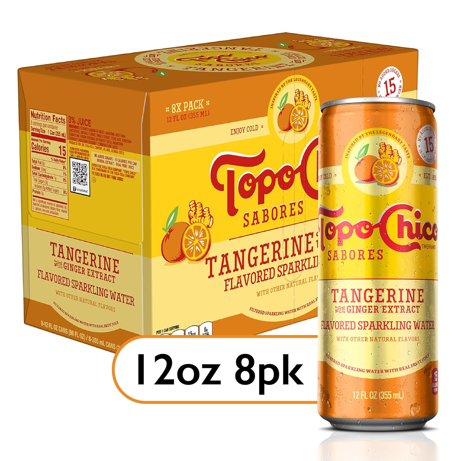 Topo Chico Sabores Tangerine with Ginger Extract 12oz 8pk