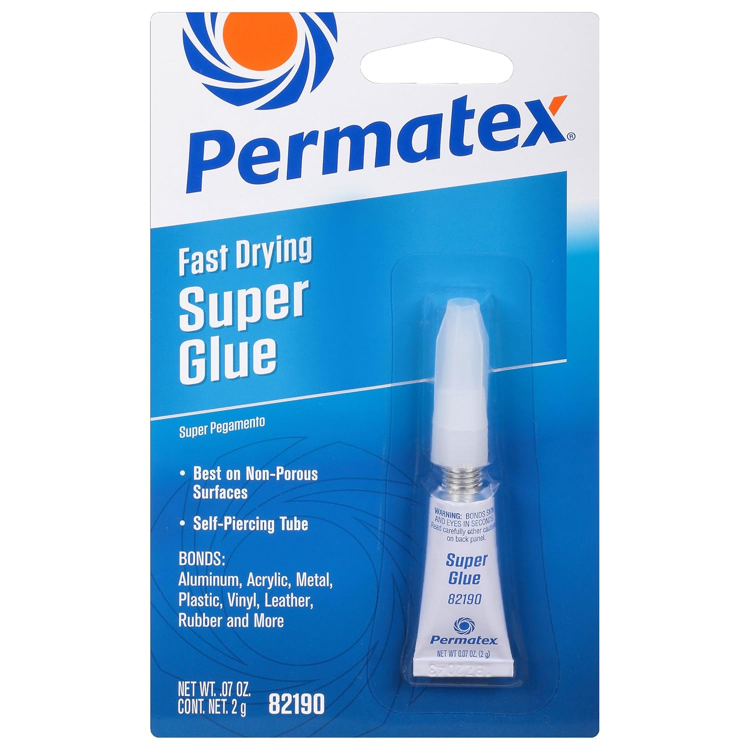 Permatex 82190 Super Glue, Easy to Apply, Fast Drying, Super Strong Adhesive 1 x 2g