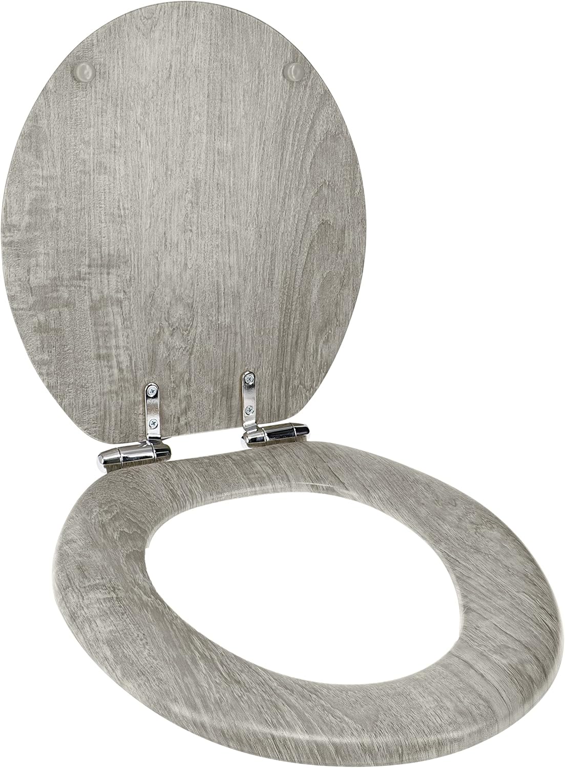 Ginsey Home+Solutions Distressed Grey Wood Round Toilet Seat 12015