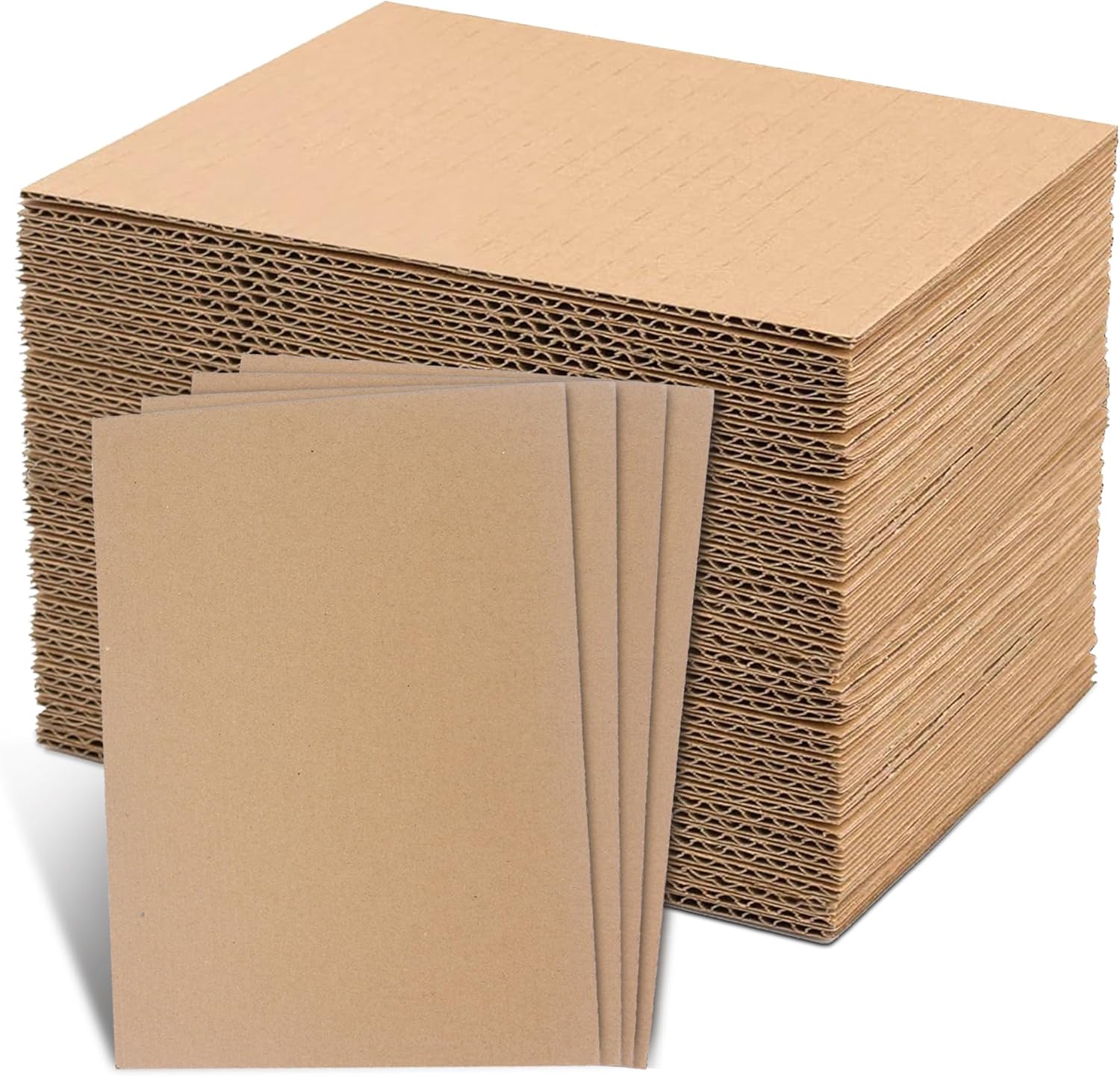 105 Pack Corrugated Cardboard Sheets (11 x 8.5 Inch) - Thick/Thin Sheets for Mailers, Fabric Organizer Boards, Box Dividers, Crafts - Cardboard Paper Inserts