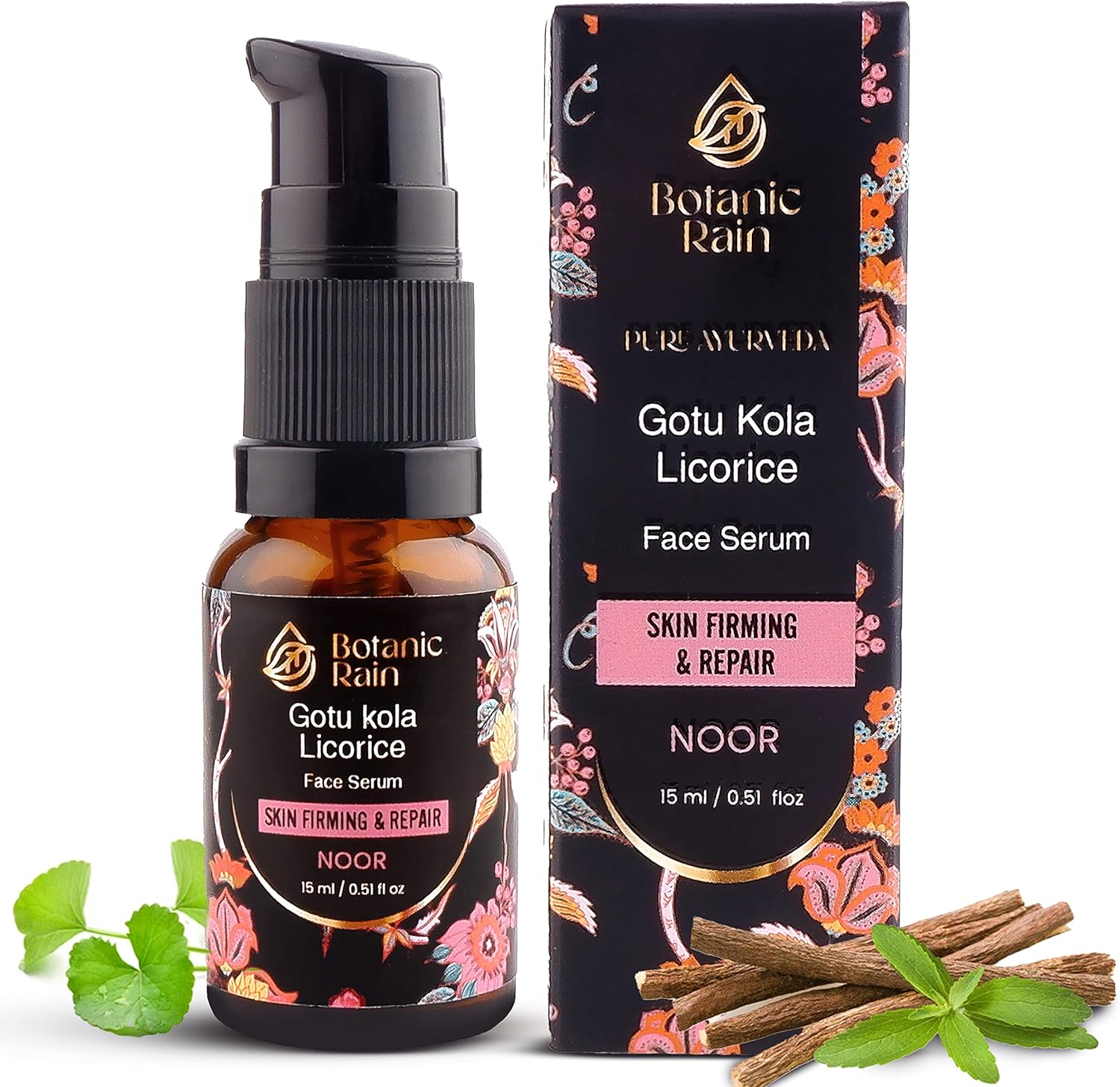 Botanic Rain Ayurveda Vitamin C Serum for Face With Gotukola (Centella Asiatica), Licorice And Organic, Natural Face Oil Moisturiser Women And Men, Ayurveda Products For Crepey Skin - 15 ml