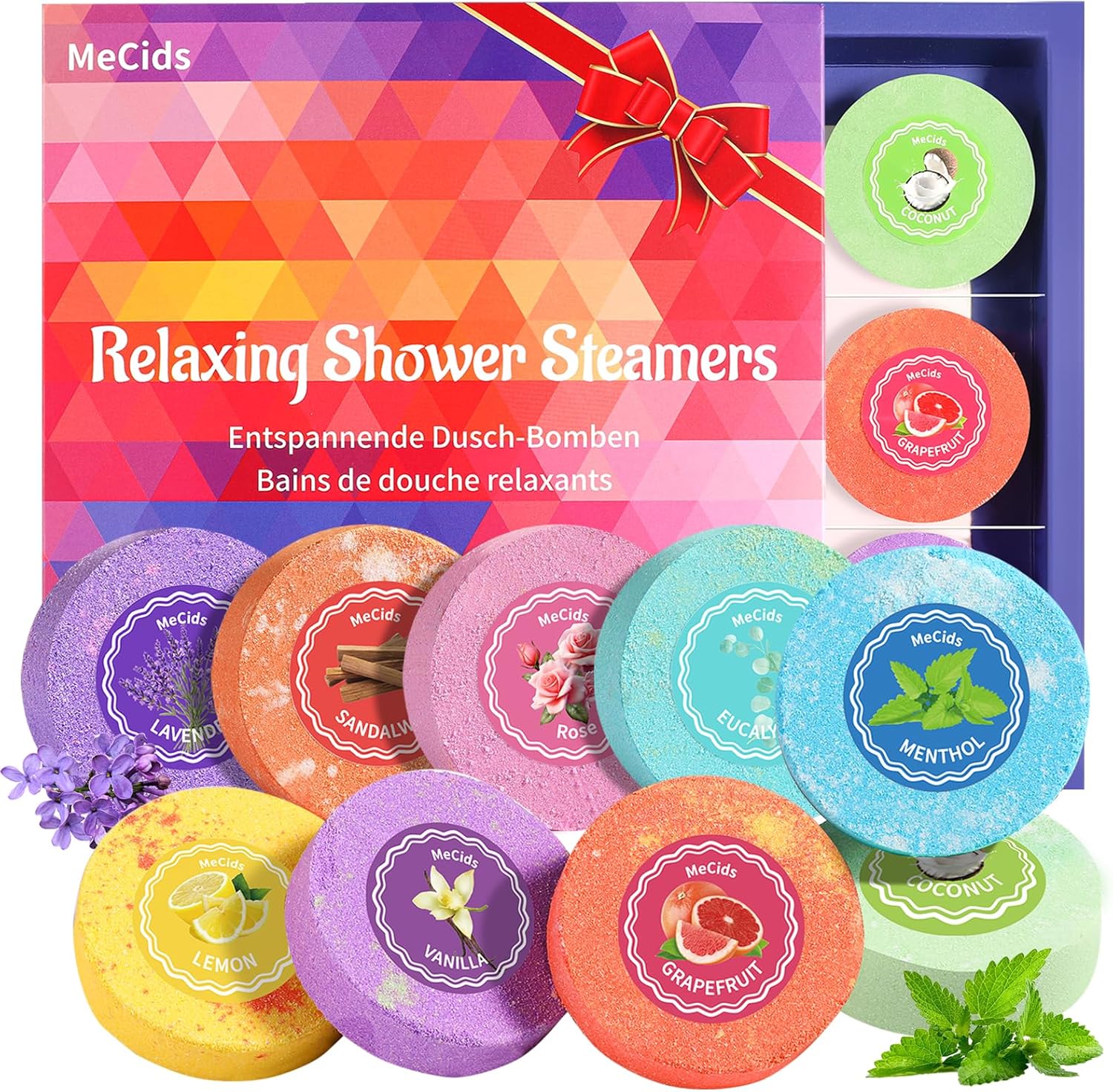 MeCids Shower Steamers Aromatherapy Shower Tablets with Essential Oils, Home Spa Bath Steamer Set for Christmas Birthday Mothers' Valentines' Day Gift (9 Pack)
